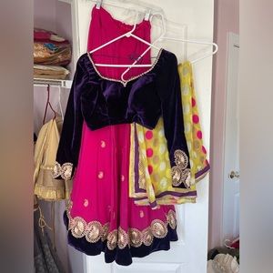 Pink and purple lehengas choli outfit